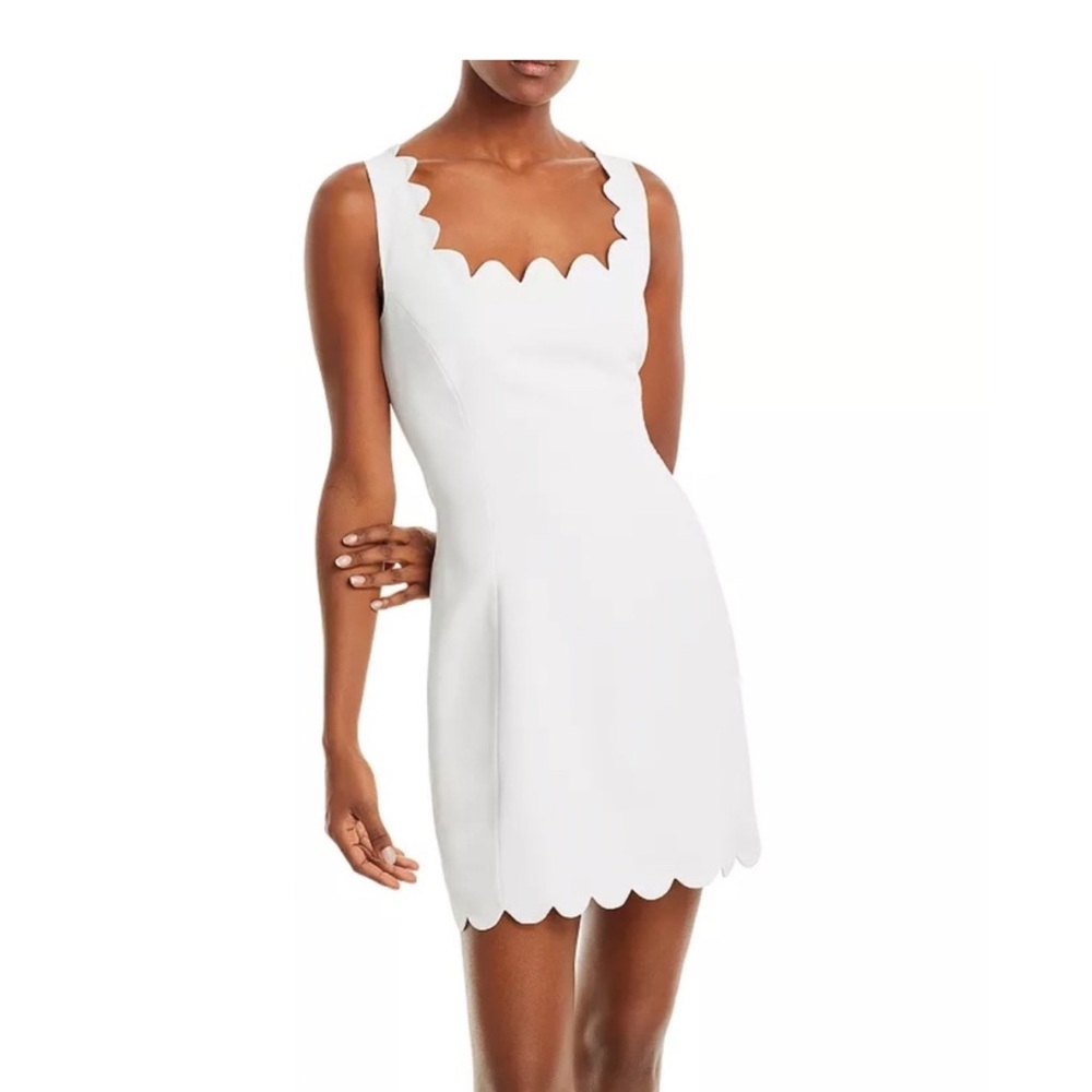 AQUA Bloomingdale’s White Scallop Mini Dress Super cute